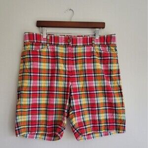 Lands' End Plaid Multicolor 100% Cotton Shorts Size 16 Fit 2